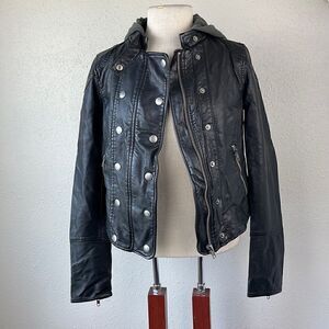 NWOT We The Free Vegan Leather Hoodie Jacket Size XS
